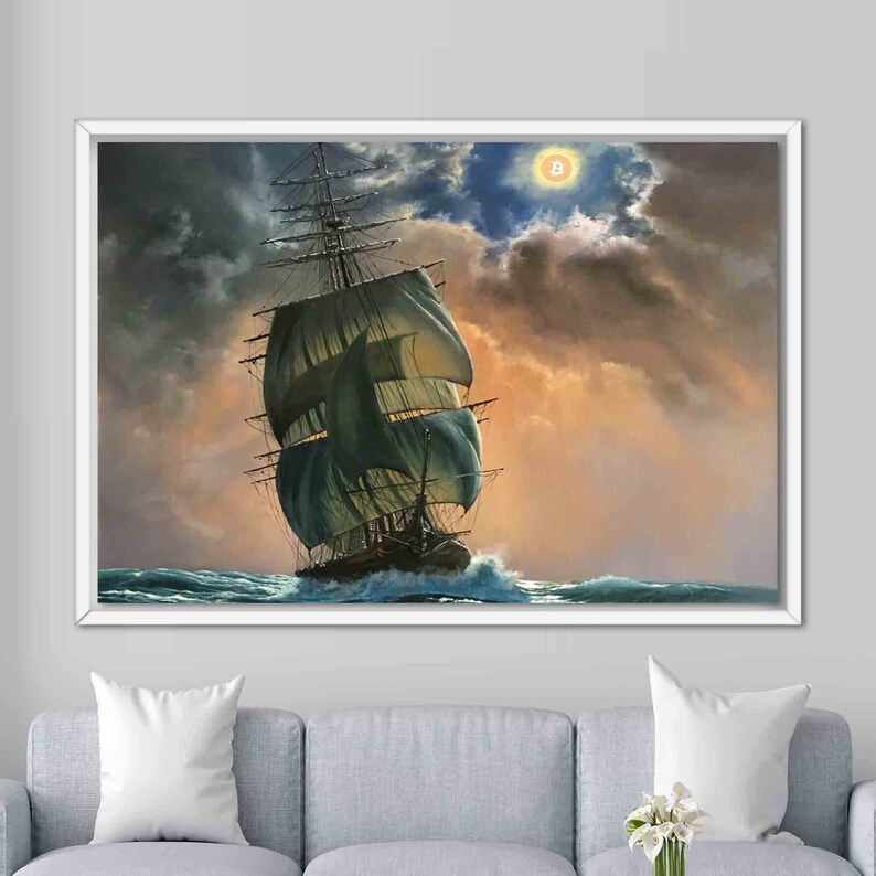 Wall Art Ship Canvas Pirate Ship Painting Rowing Boat Wall Etsy
