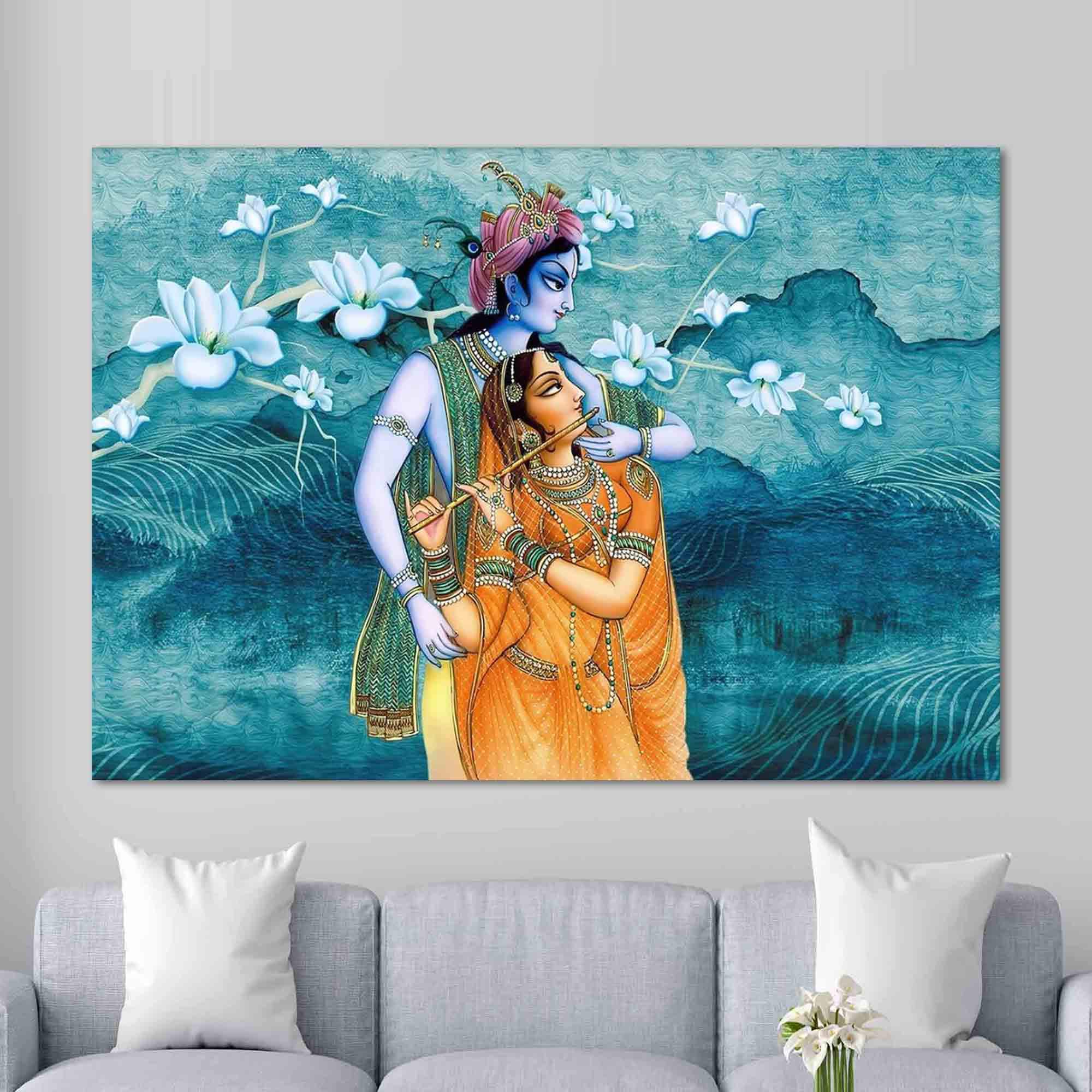 Wall Art Radha Krishna Hindu Couple Indian Wall Art Hindu Etsy