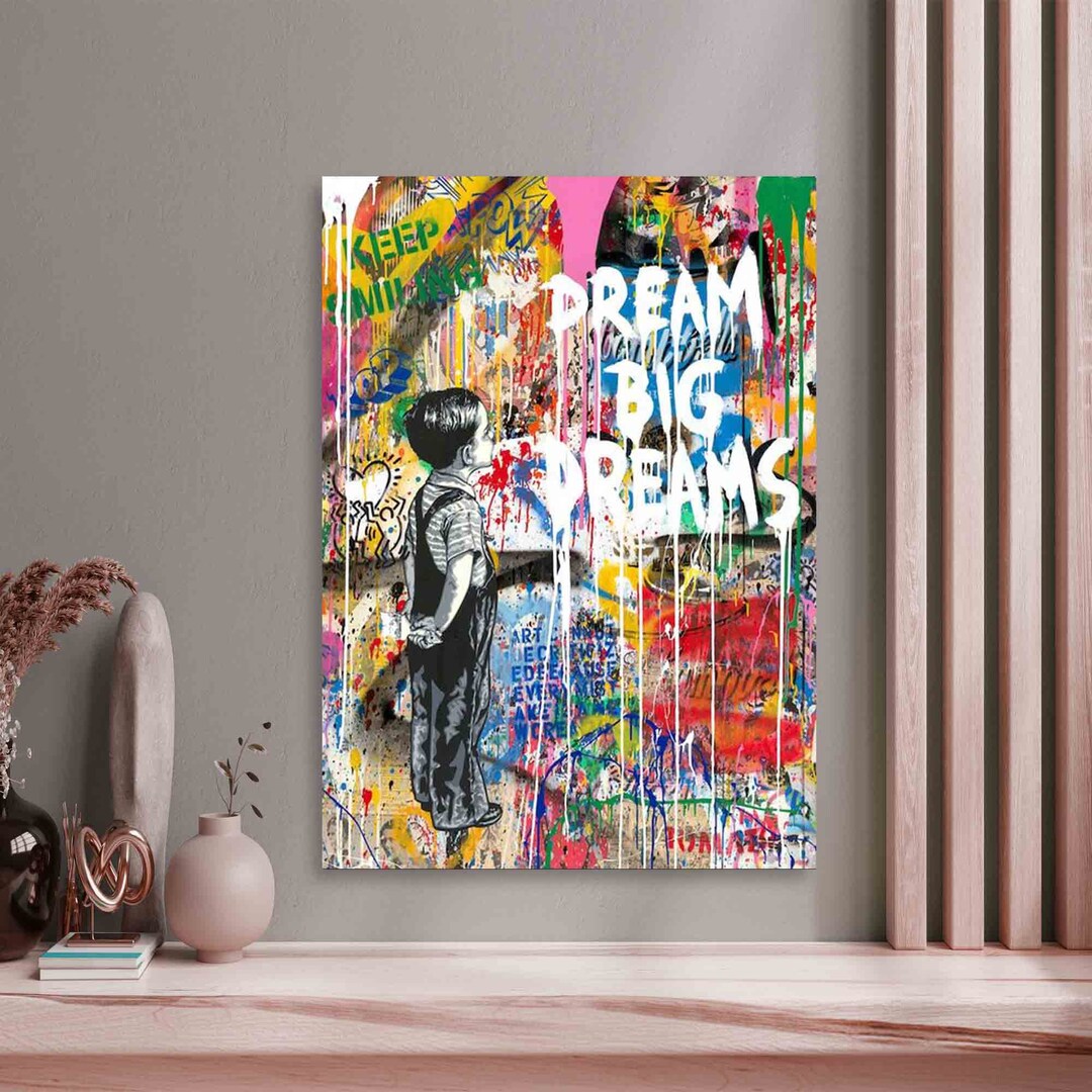 BANKSY WALL ART Canvas Print, Banksy Dream Big Dreams Canvas, Pop