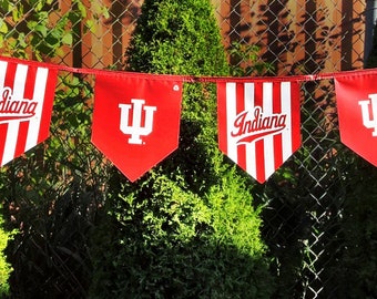 Indiana University Pennant Flags | 12 flags on 18' of string | Candy Stripe | Banner Flags |Waterproof | Double sided | Durable | Recyclable