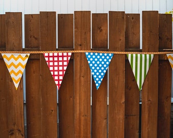 Outdoor Bunting 23' | Party Decor | Backyard | Outside Banner | Waterproof | Double Sided  |String Pennants | Festive | Durable | Recyclable