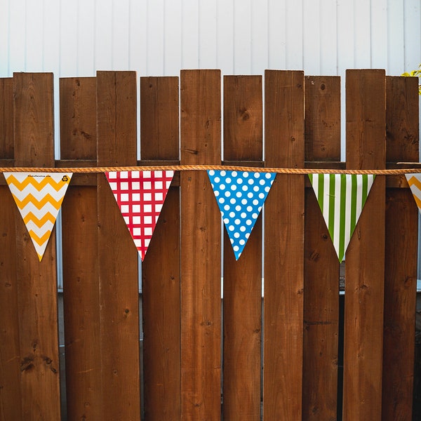 Outdoor Bunting 23' | Party Decor | Backyard | Outside Banner | Waterproof | Double Sided  |String Pennants | Festive | Durable | Recyclable