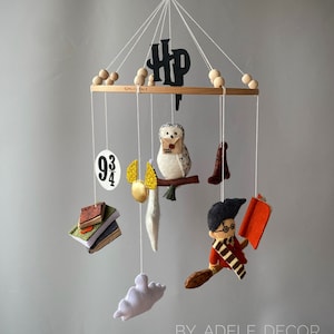 Wizard baby mobile boy and girl, Magical crib mobile, owl baby mobile, Wizard nursery decor, Neutral felt cot mobile, Baby shower gift