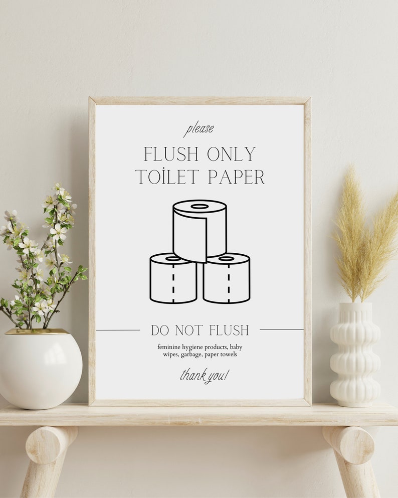 Please Flush Only Toilet Paper, Airbnb Sign, Airbnb Templates, Guesthouse Templates, Bathroom
