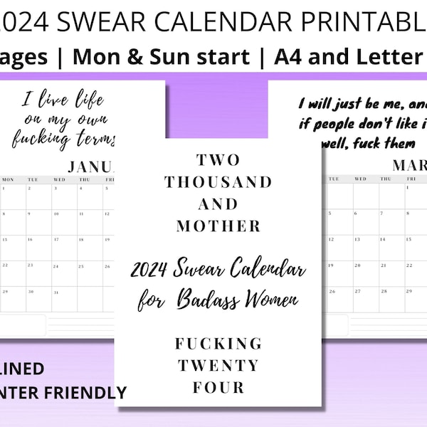 2025 Swear Calendar Etsy UK