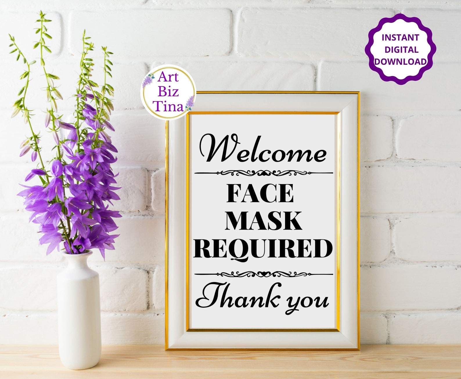 Printable Welcome Face Mask Required Sign Thank you Covid | Etsy