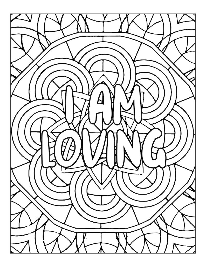 Mandala Coloring and Affirmation Book for Meditation and Happiness DIGITAL DOWNLOAD Adult coloring, Mandala, Coloring page image 3