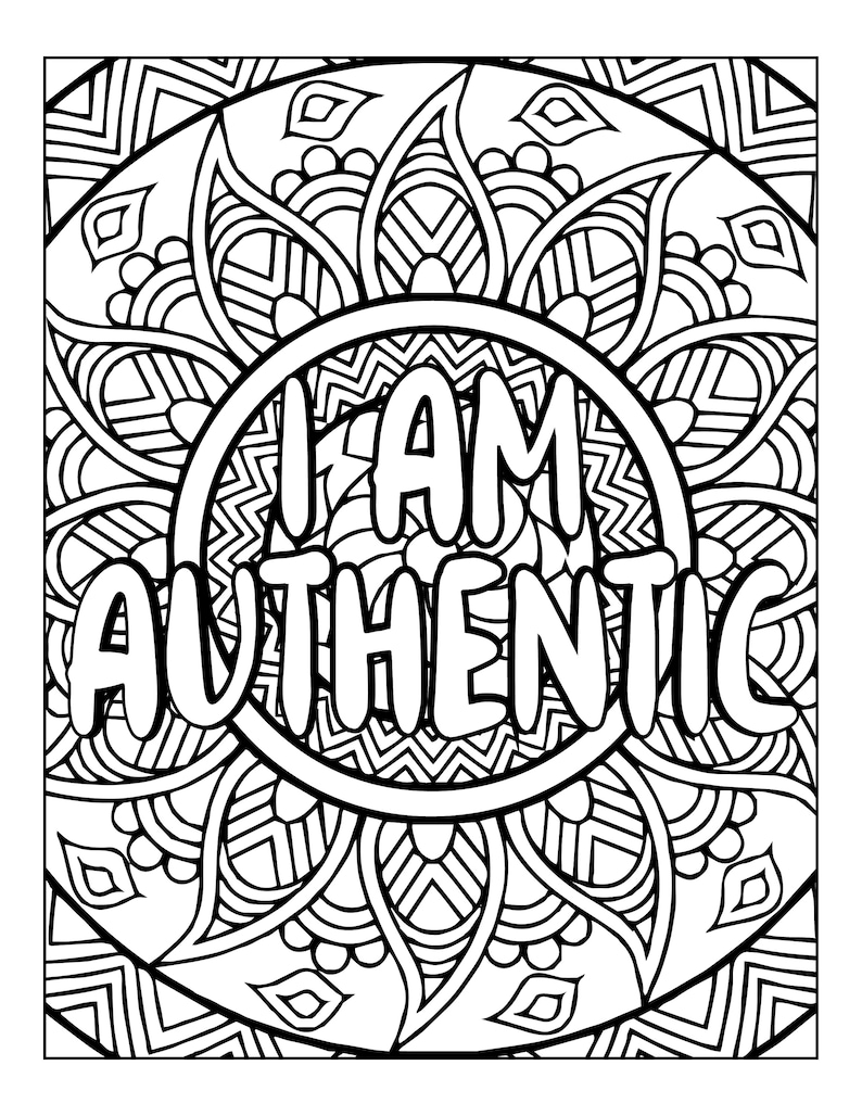 Mandala Coloring and Affirmation Book for Meditation and Happiness DIGITAL DOWNLOAD Adult coloring, Mandala, Coloring page image 2