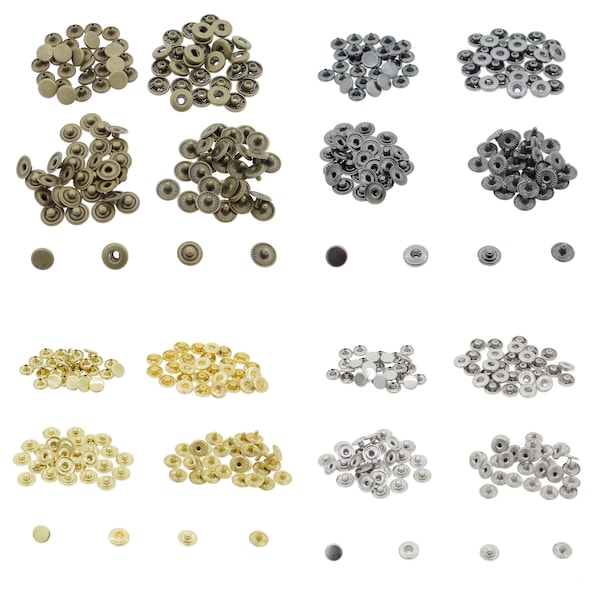 6mm Brass S-Spring Press Studs Popper Snap Fasteners Buttons Sets For DIY Doll Clothes Choice of 4 Colours