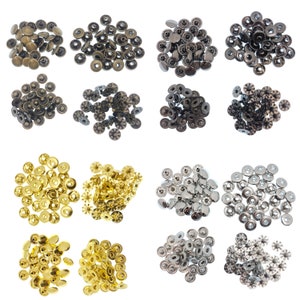 8mm Brass S-Spring Press Studs Popper Snap Fasteners Buttons Sets For DIY Doll Clothes Choice of 4 Colours