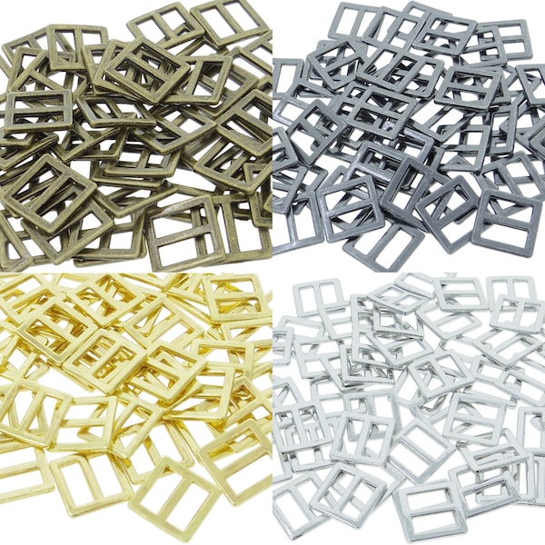 Outer 12x12mm Inner Diameter 9mm DIY Doll Clothes Sewing Metal Rectangle Slide Belt Buckles Choice of 4 Colours