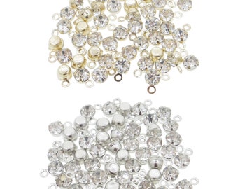 3.5mm DIY Craft Doll Clothes Sewing Sew On Miniature Rhinestone Charms Pendents Choice of 2 Colours