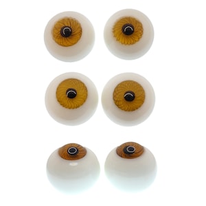 18 mm/20 mm フルラウンドドールグラスアイ 幾何学模様の虹彩 ハニーイエロー 黒瞳 BJD ドルフィー リボーンドール用