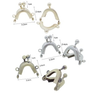 3,2cm Portemonnaie Mini Metall Kuss Schließe für DIY Basteln 1/6 Skala Puppentaschen Auswahl von 3 Farben