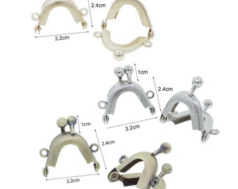 3.2cm Purse Frame Mini Metal Kiss Lock Clasp For DIY Craft 1/6 Scale Doll Bags Choice of 3 Colours