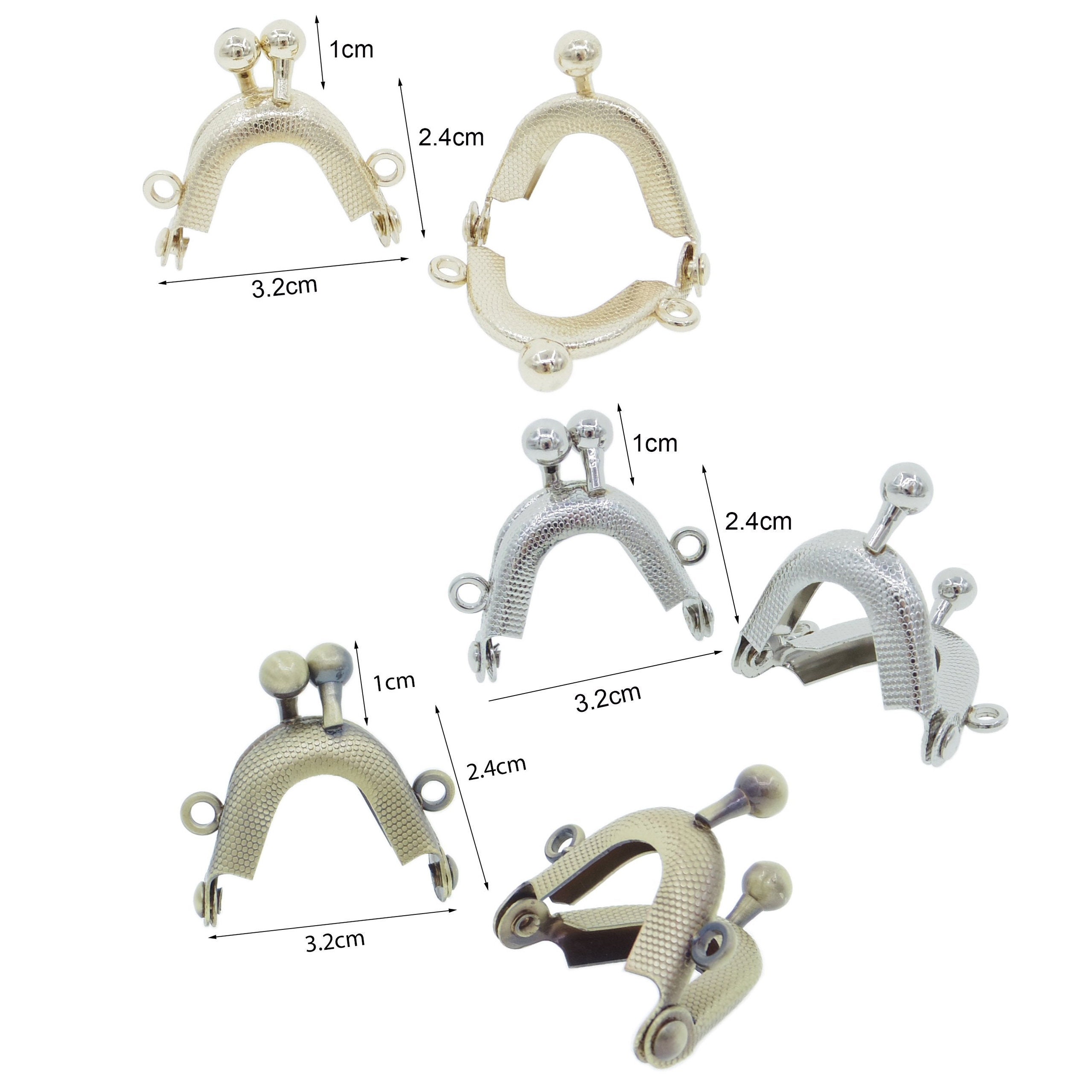 3.2cm Purse Frame Mini Metal Kiss Lock Clasp For DIY Craft 1/6 Scale Doll Bags Choice of 3 Colours