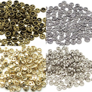 3mm Runde Puppenkleidung Nähen Auf rund plattierte Metall Miniatur Knöpfe mit Rand Wahl von 4 Farben