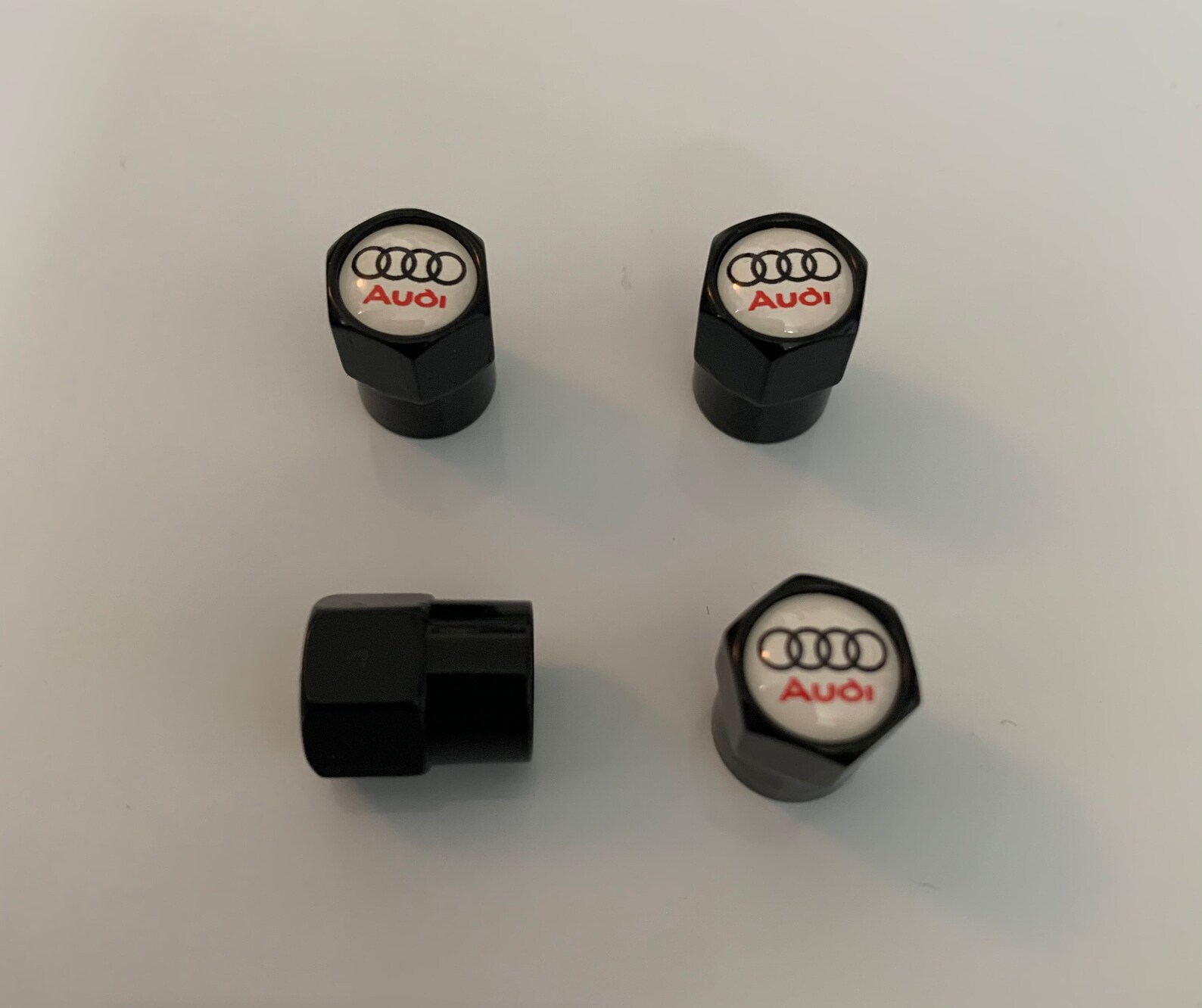 4x audi white & black red logo Wheel Valve Dust Caps Etsy