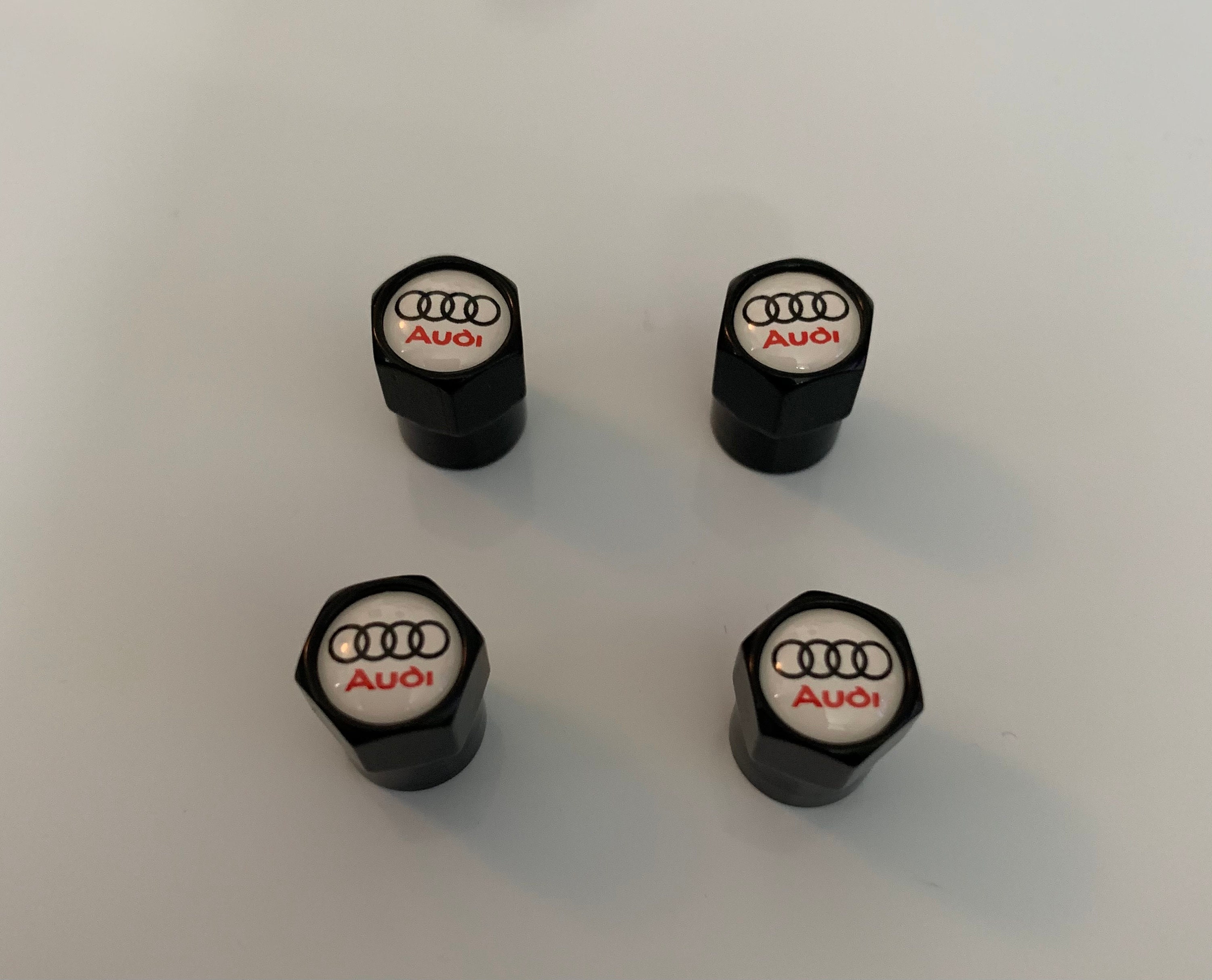 4x audi white & black red logo Wheel Valve Dust Caps Etsy
