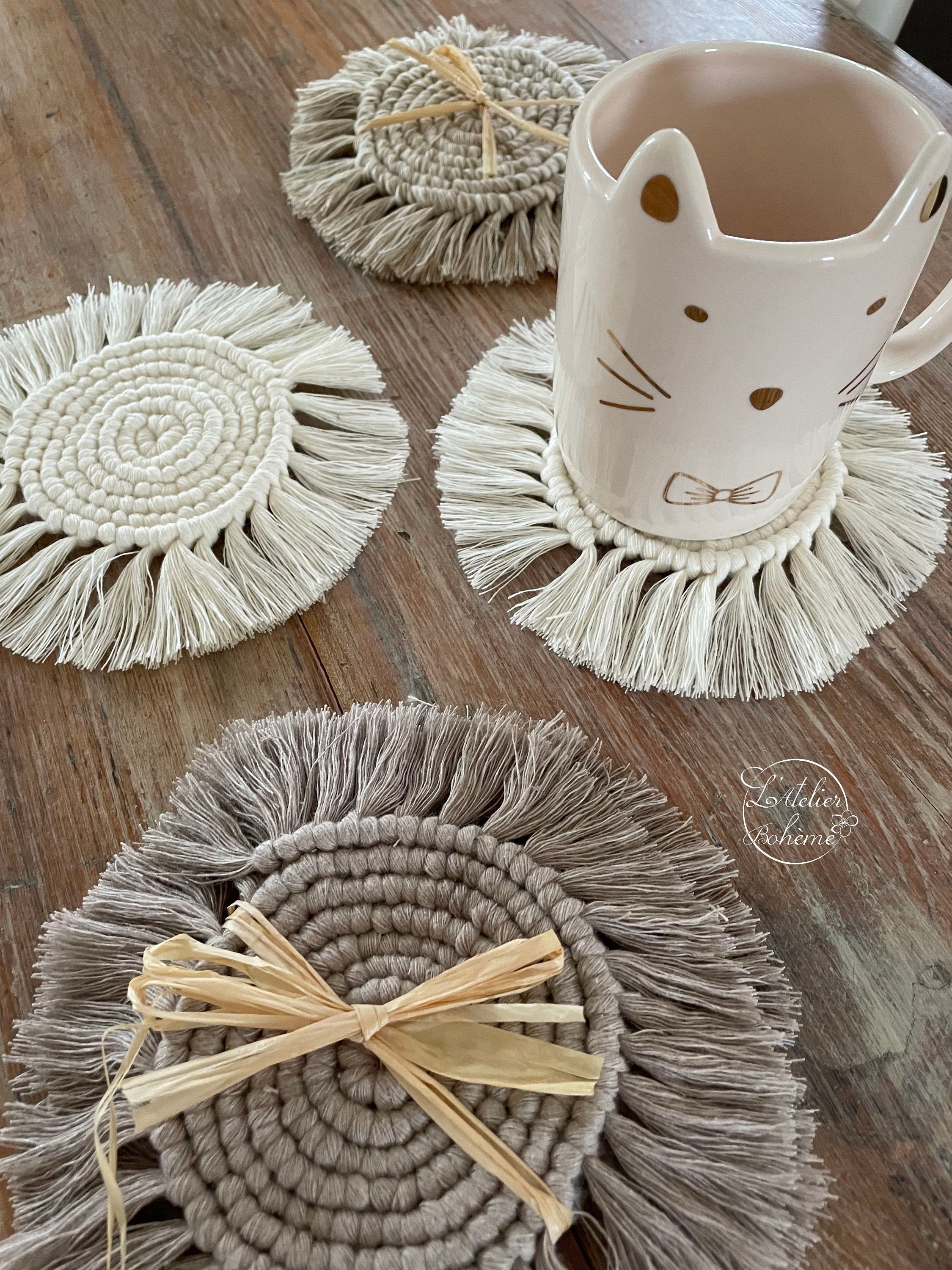 Sous de Verre Tasse Bougie en Macramé, Dessous ou Décoration