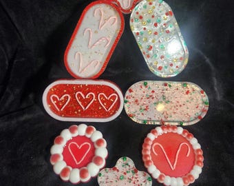 Christmas candy cane red green jewelry trinket tray dish