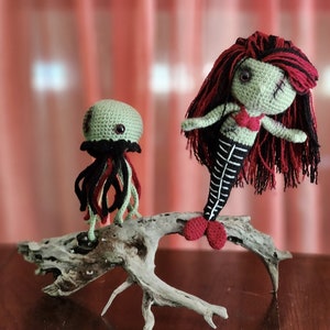 Mermaid zombie crochet doll set