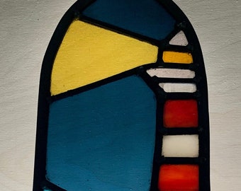Lighthouse Lancet Leaded Stained Glass Panel