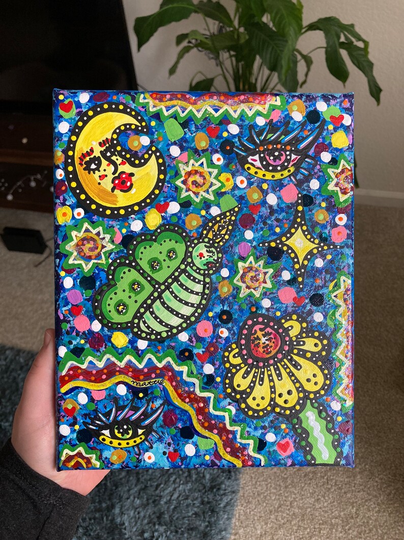 Rainbow Painting Funky Wall Art Home Decor Dorm Decor Etsy