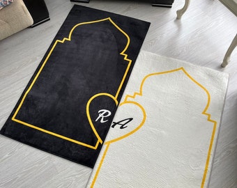 Personalized Plush Prayer Rug Set, Islamic Wedding Gift, Nikkah Gift