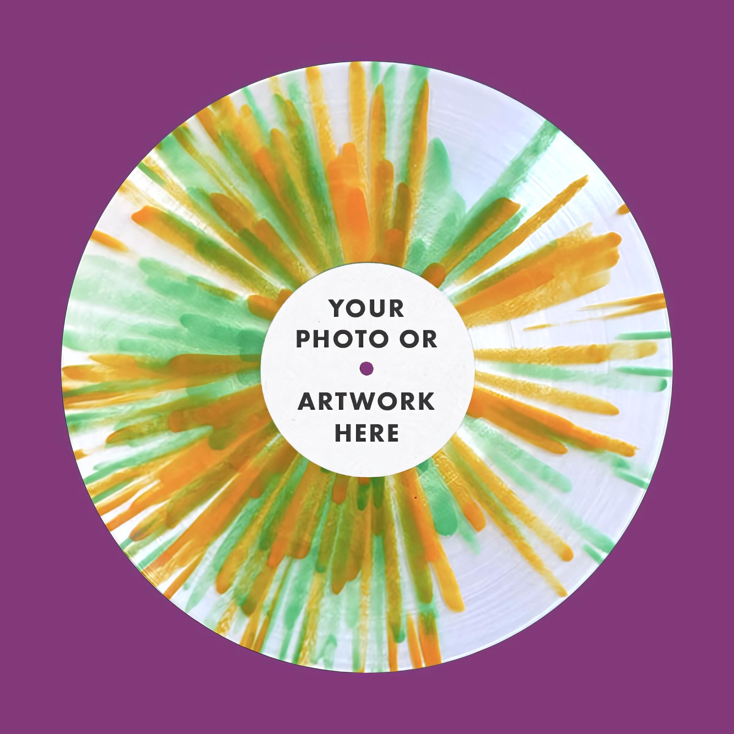 Custom Made Vinyl Record | Splatter / Color / Your Own Photo + Music | Playable 10&quot; Record (30 Minutes of Audio) | Wedding, Birthday, Gift