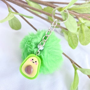 Mini Avocado Keychain | Avocado Pom Pom Keychain | Avocado Fur Ball Keychain | Green Avocado Bag Charm | Cute Avocado Keychain