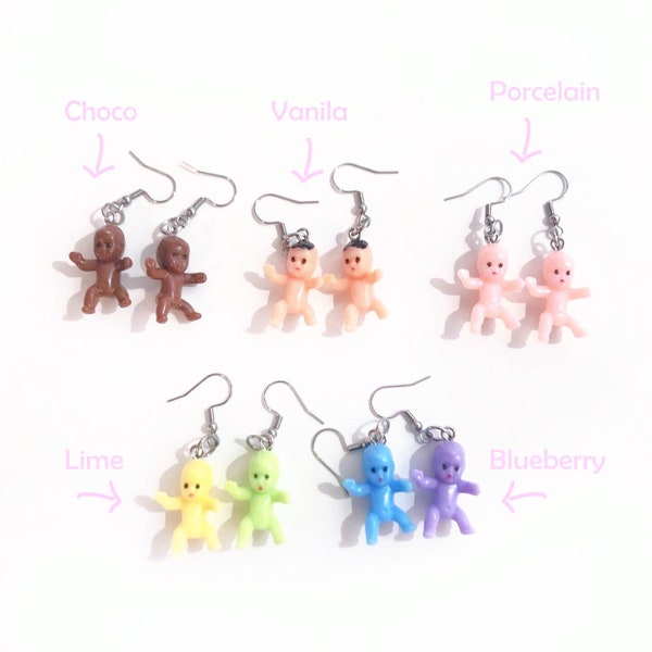 Plastic Mini Baby Earrings | Colorful Baby Earrings | Funny Earrings | Weird Earrings | Baby Earrings | Quirky Earrings | Creepy Earrings