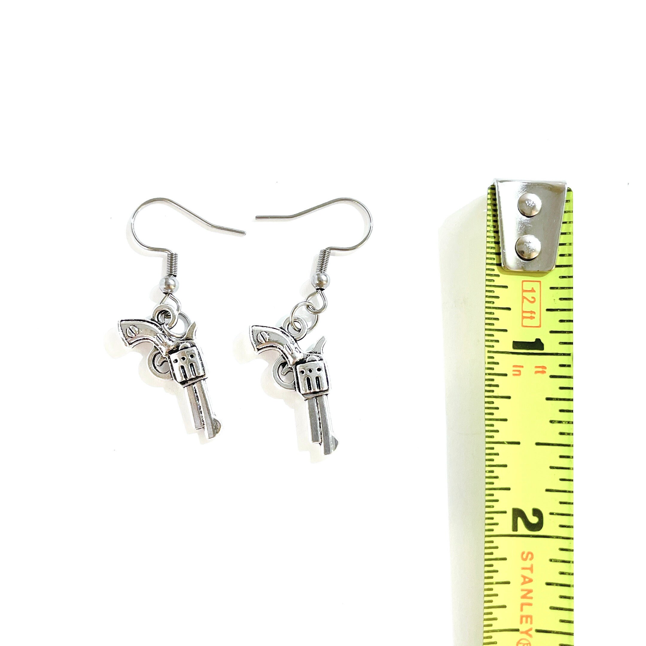 Silver Pistol Dangle Earrings Gun Earrings Goth Earrings Etsy