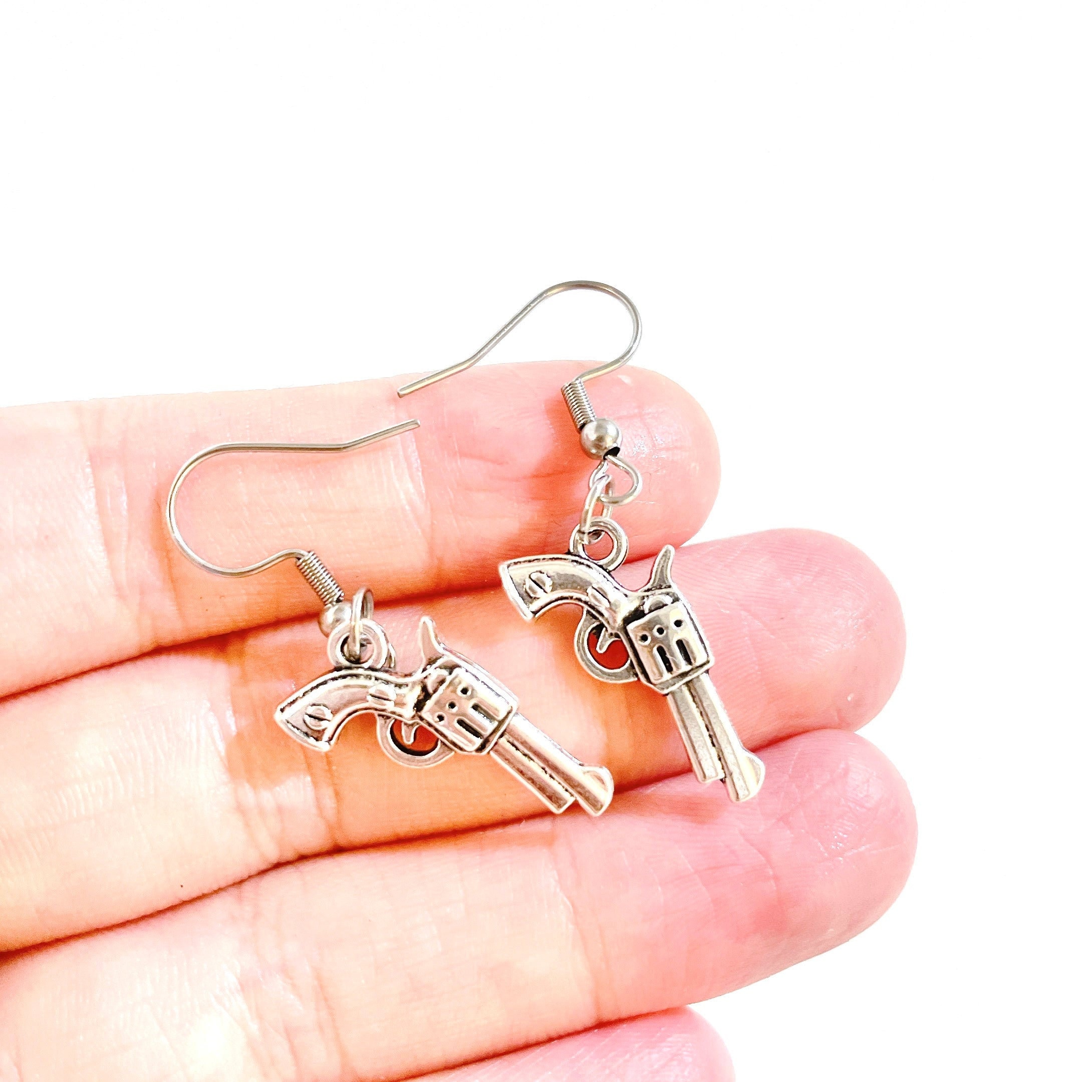 Silver Pistol Dangle Earrings Gun Earrings Goth Earrings Etsy