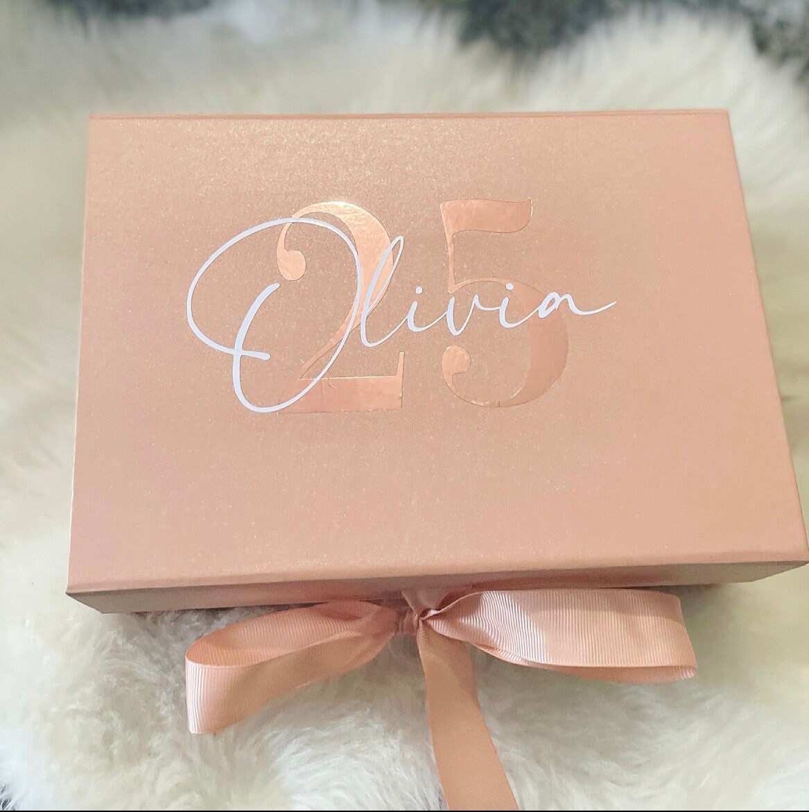 Personalised A5 Gift box with ribbons Rose Gold Etsy