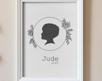 Custom Silhouette Portrait: Personalisierte Wandkunst (Digitale Datei)