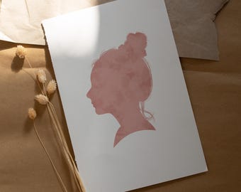 Benutzerdefinierte Silhouette Portrait, schwarze Schatten Portrait, Kinder Portrait Geschenk für Großeltern, individuelles gesichtsloses Portrait, digitale Datei zum Drucken.