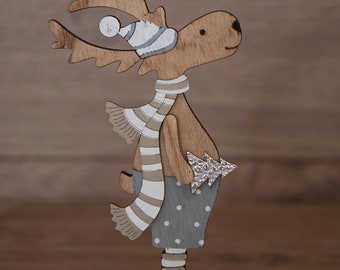 Reno navideño macho/hembra para cortes en madera de 3 mm y 4 mm. Archivos CDR/SVG/Lightburn