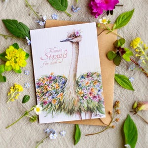 Karte Blumenstrauss lustiges Wortspiel Klappkarte Grusskarte A6