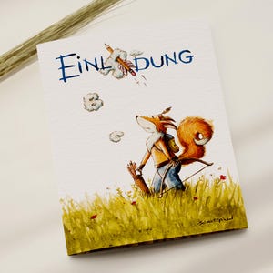 Einladungskarte Einschulung Schulanfang ABC Schütze Schlaufuchs Klappkarte oder Postkarte Flyer A6