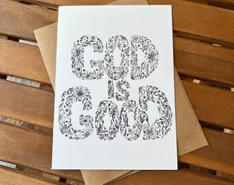 God Is Good Greeting Card// Blank Inside// 5x7