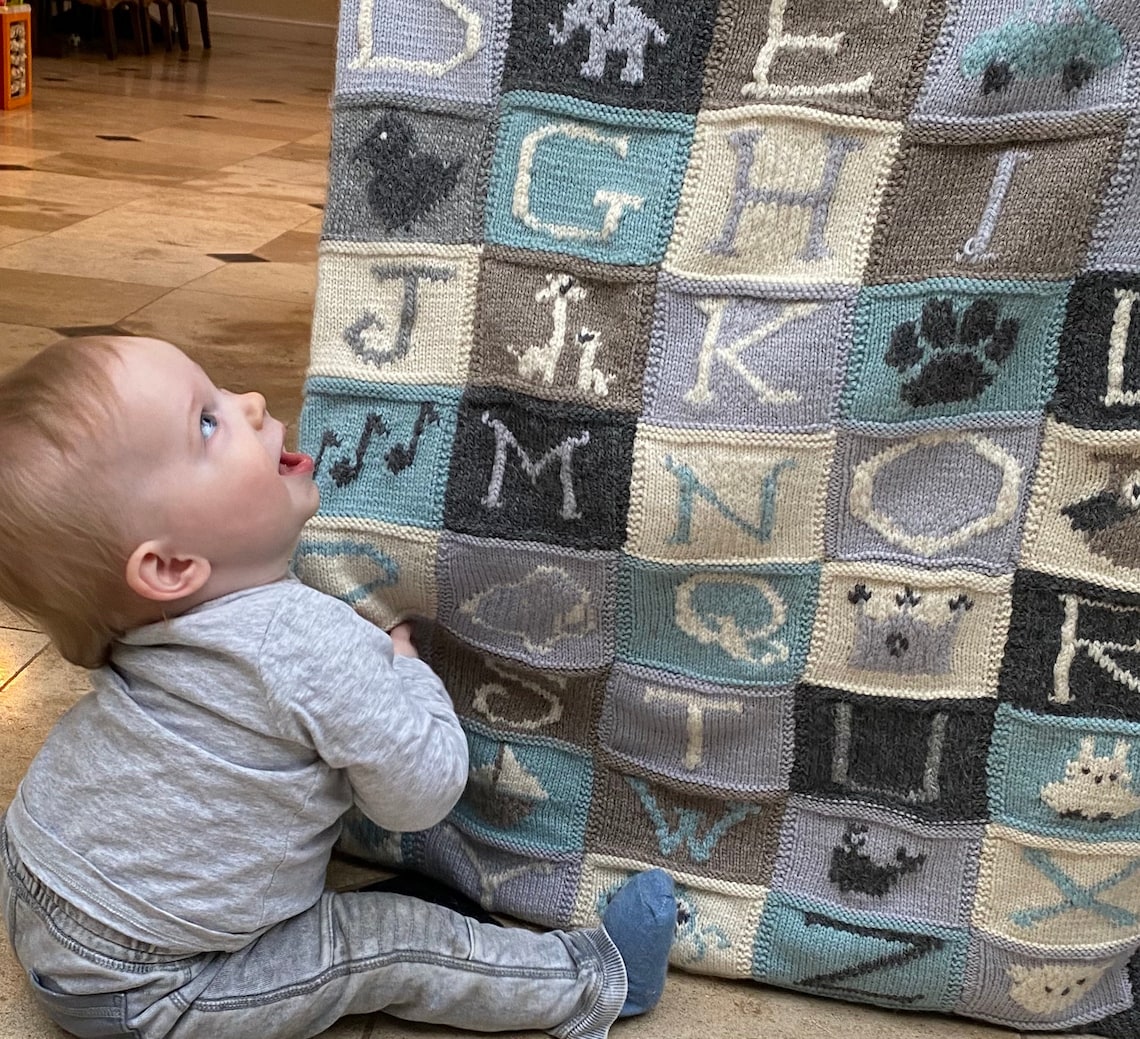 Alphabet Blanket, Baby Blanket, ABC Knit, Knitting Pattern
