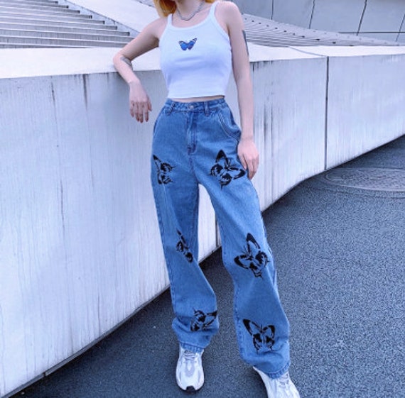 Y2k Trendy Butterfly Streetwear Jeans 