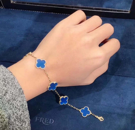 Kleeblatt Armband Set - 18K Vergoldet Mit Zirkonia Armreif Glücksbringer