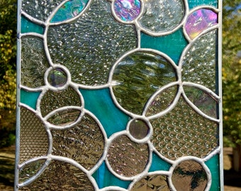 Handcrafted Bubbles Stained Glass Panel