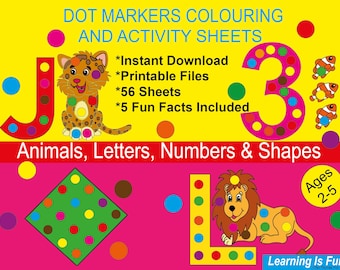 Dot marker printable, Dot numbers, Do a dot printable, Dot Worksheet, Preschool Pre-K, Kindergarten Learning Bundle, Activity Worksheets