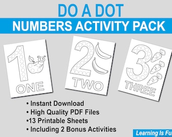 Do a Dot Printables. Dot and Find Numbers Activity. Toddler Colouring (Instant Download).