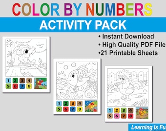 Color By Number Animal Printable. Instant Download.