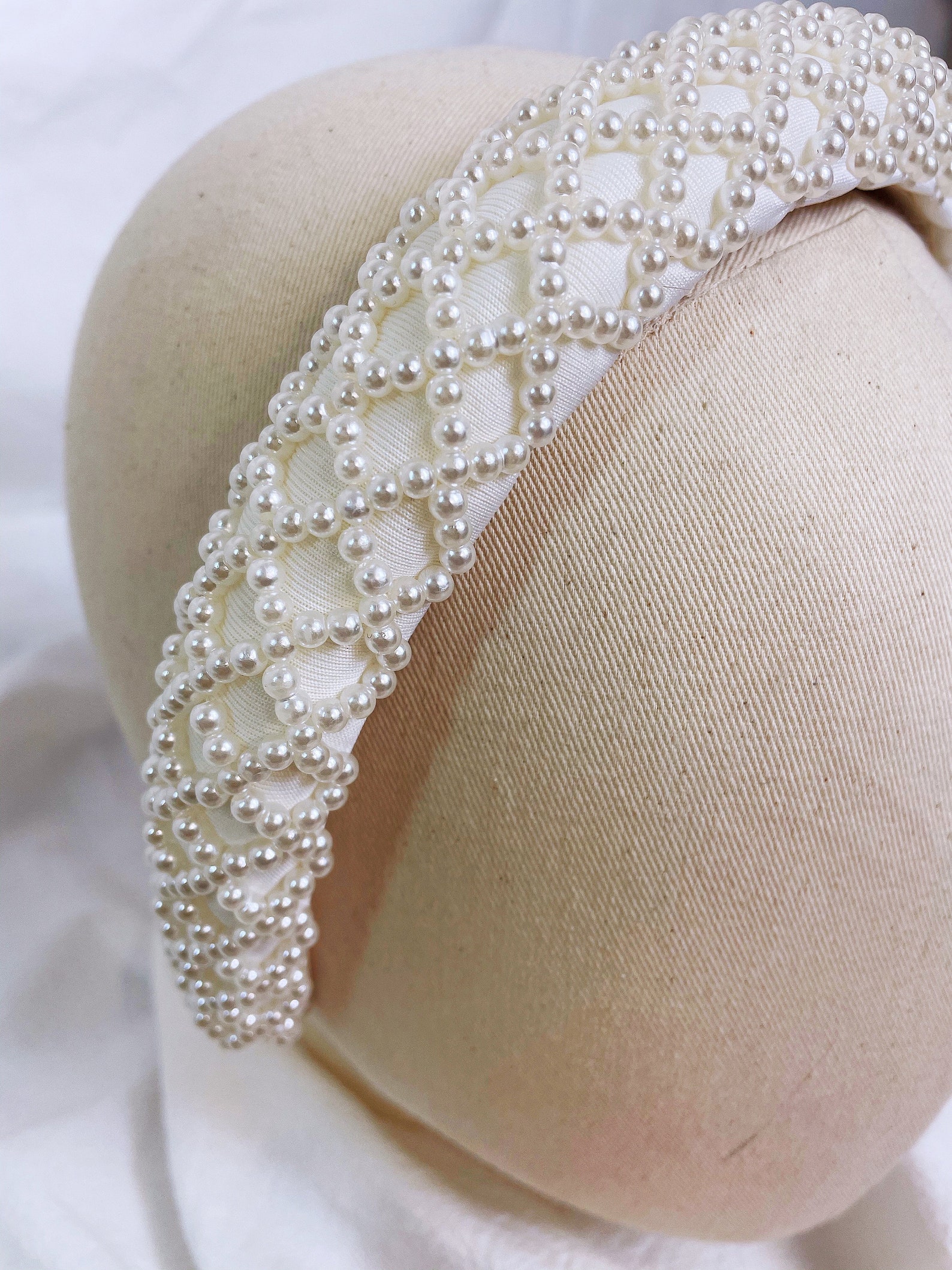 Sewn Bead HeadbandsWhite HeadbandSparkly Imitation pearl Etsy