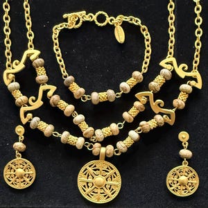 Pre-Colombian Jewelry Set 24kt gold plated